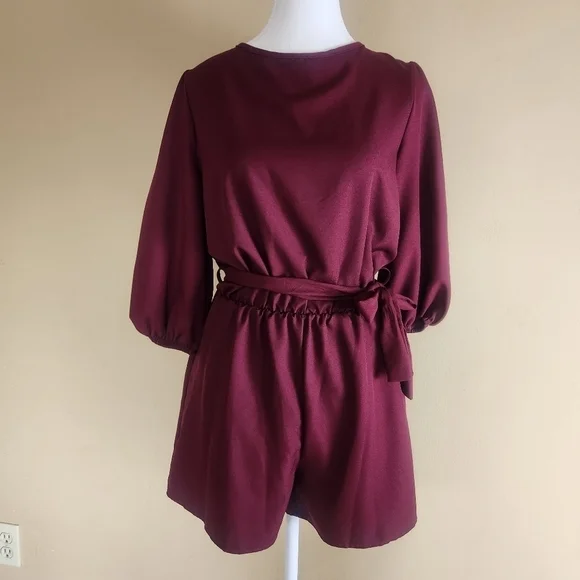 2 Hearts mock neckline sleeves 3/4 waist Belt Size Small - Picture 7 of 14